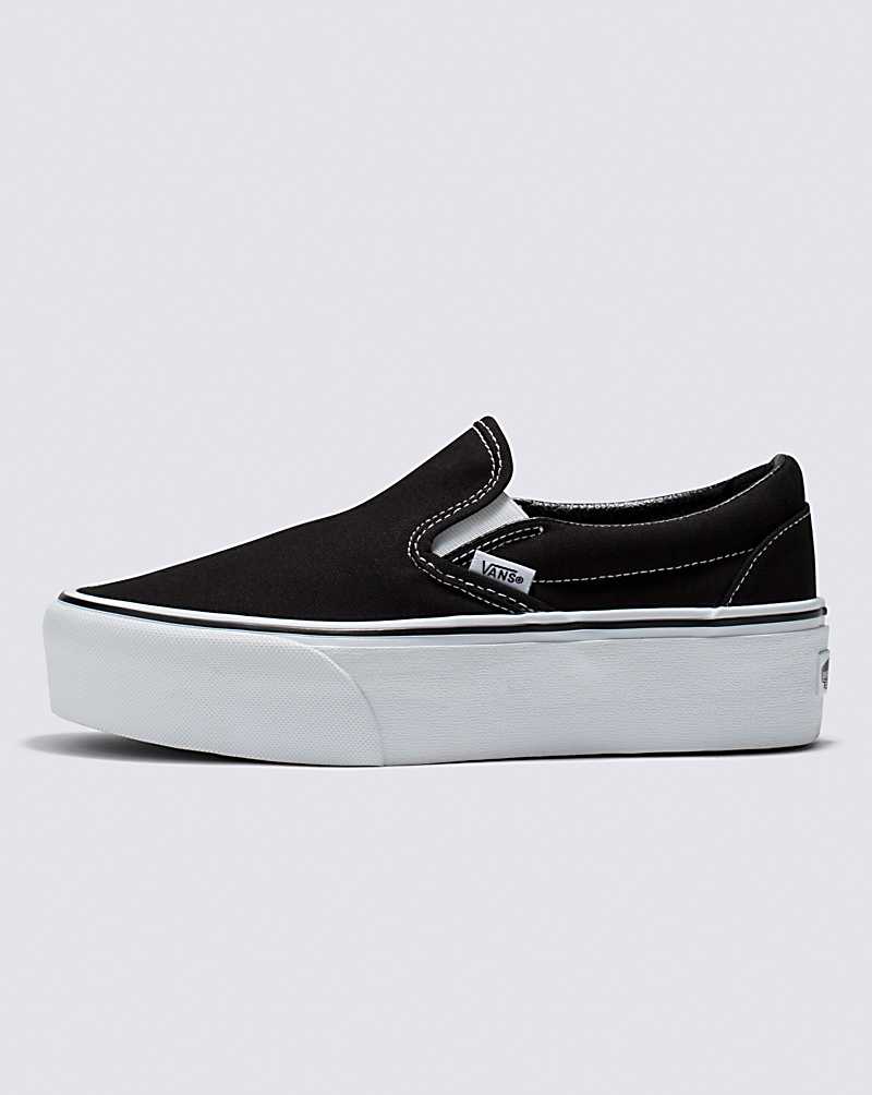 Vans Classic Slip-On Stackform Shoe Women Slip On Shoes Black / White | UC1-2478