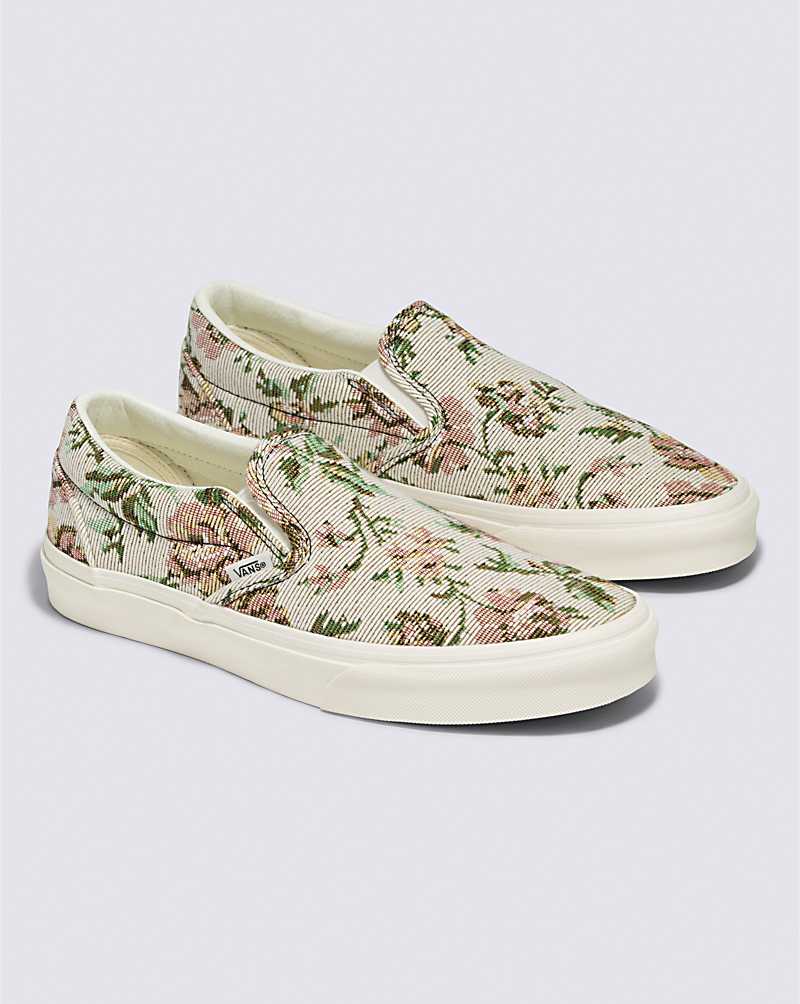 Vans Classic Slip-On Tapestry Floral Shoe Women Slip On Shoes White | QU1-5569