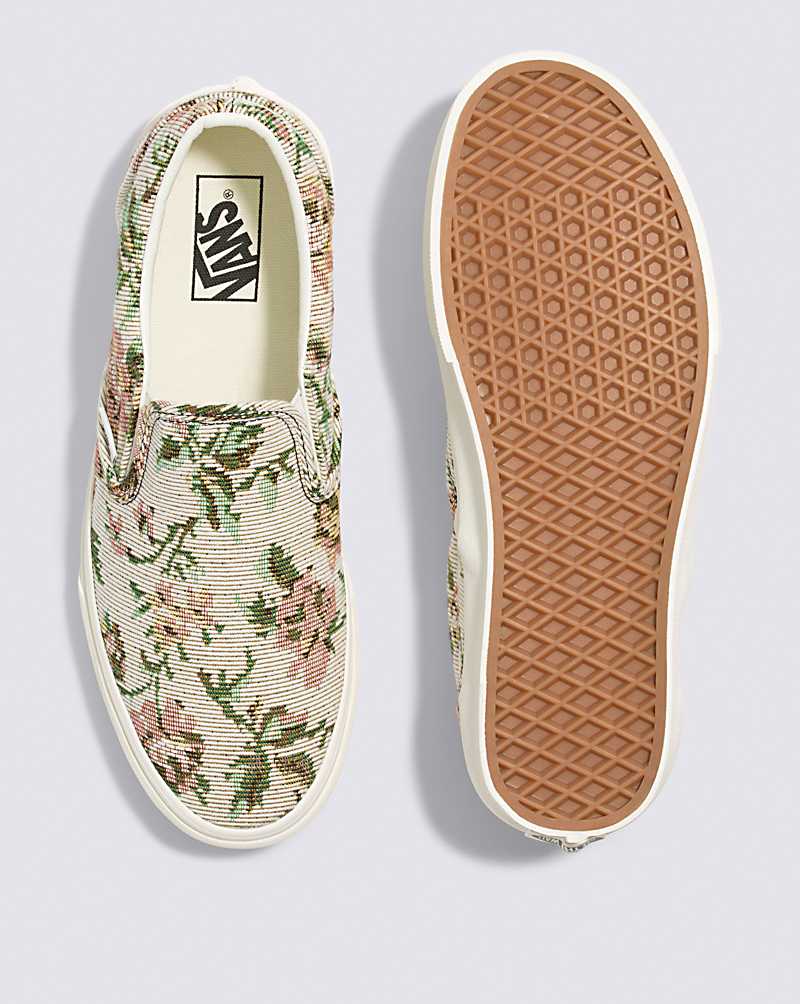 Vans Classic Slip-On Tapestry Floral Shoe Women Slip On Shoes White | QU1-5569