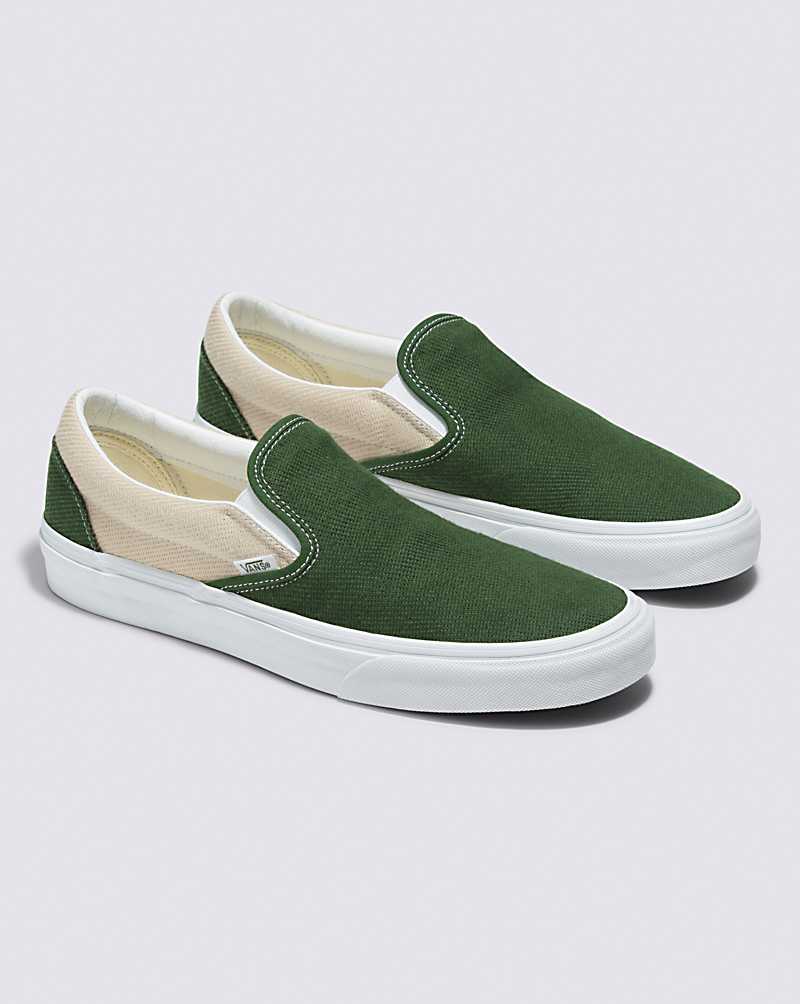 Vans Classic Slip-On Twill Shoe Men Slip On Shoes Beige / Green | VW1-9709