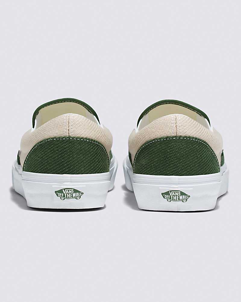 Vans Classic Slip-On Twill Shoe Men Slip On Shoes Beige / Green | VW1-9709