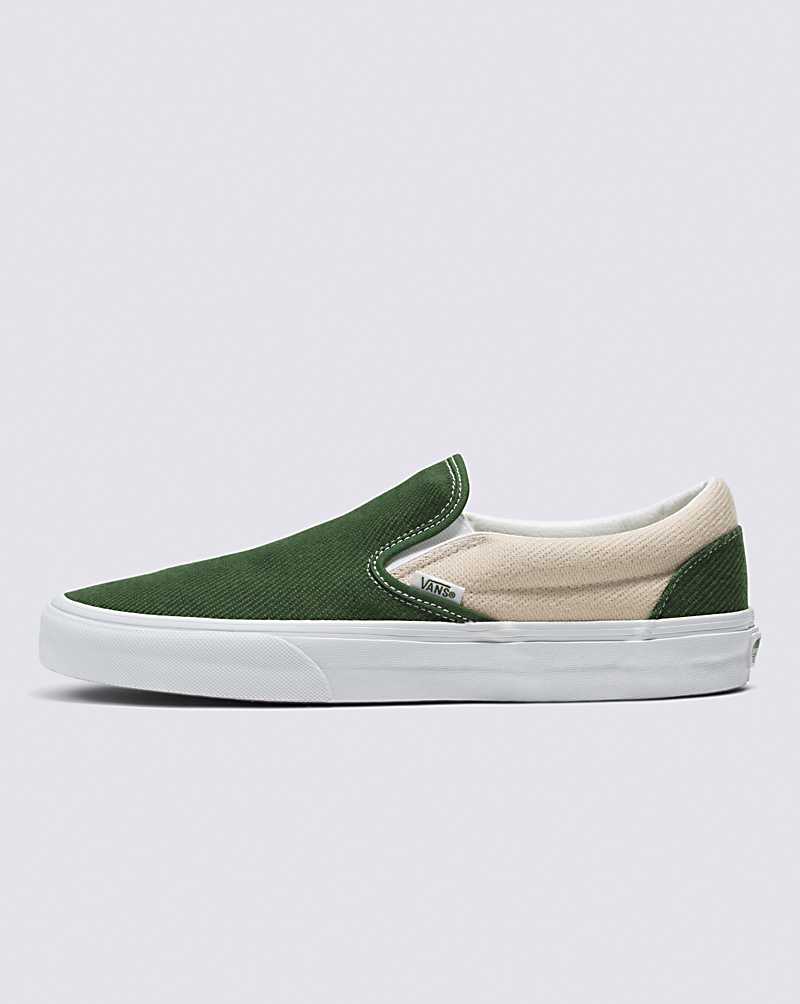 Vans Classic Slip-On Twill Shoe Men Slip On Shoes Beige / Green | VW1-9709