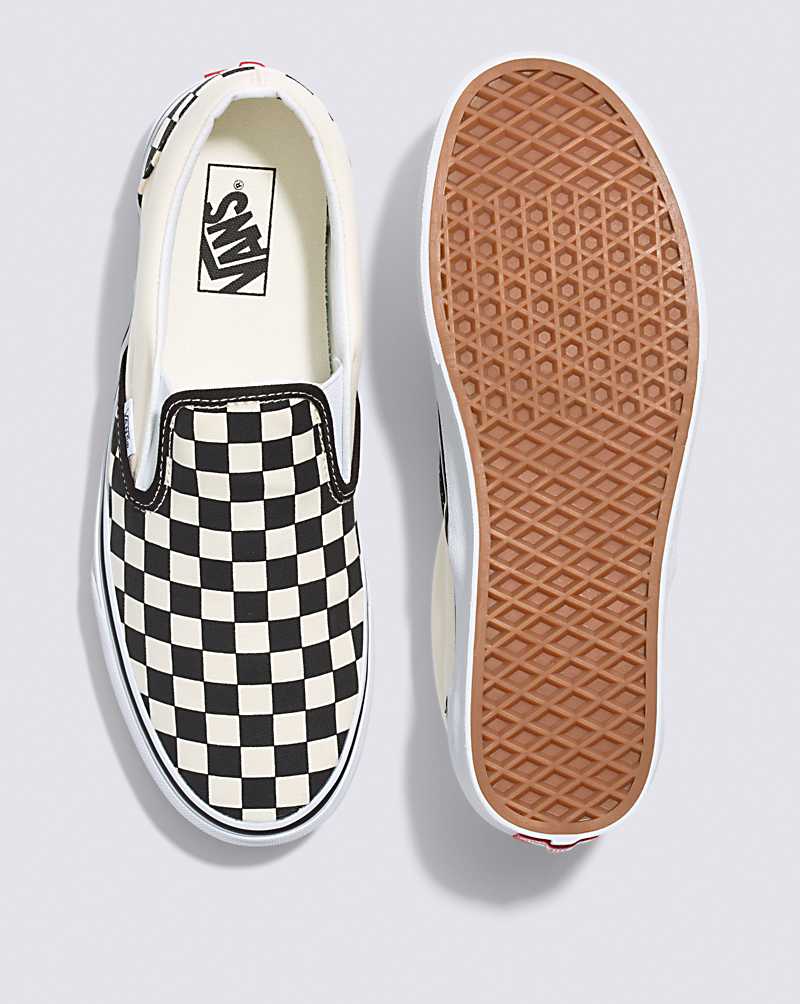 Vans Classic Slip-On Wide Checkerboard Shoe Women Slip On Shoes Black / White | XI1-3388