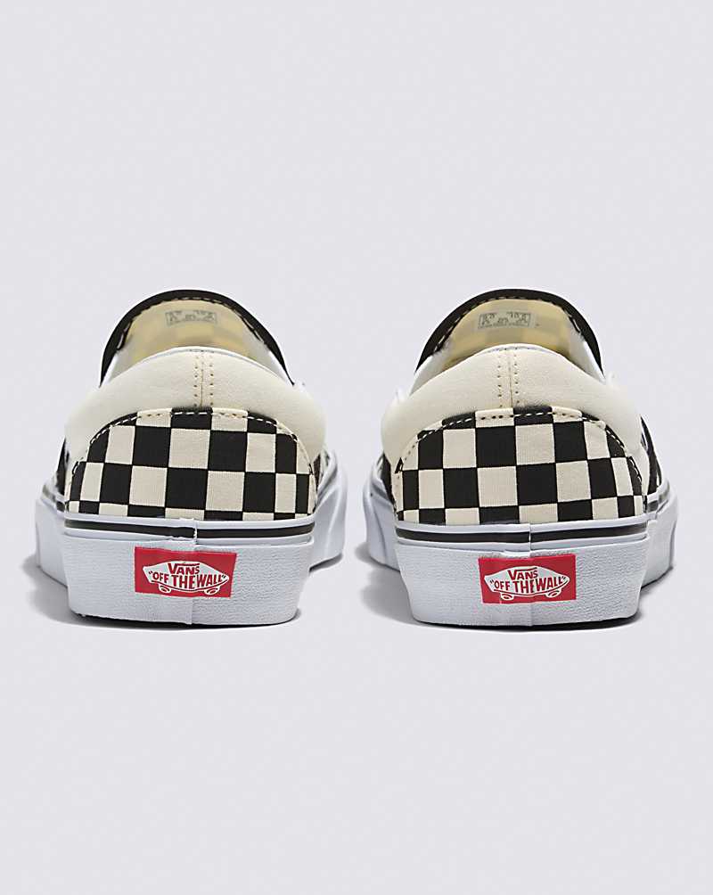 Vans Classic Slip-On Wide Checkerboard Shoe Women Slip On Shoes Black / White | XI1-3388