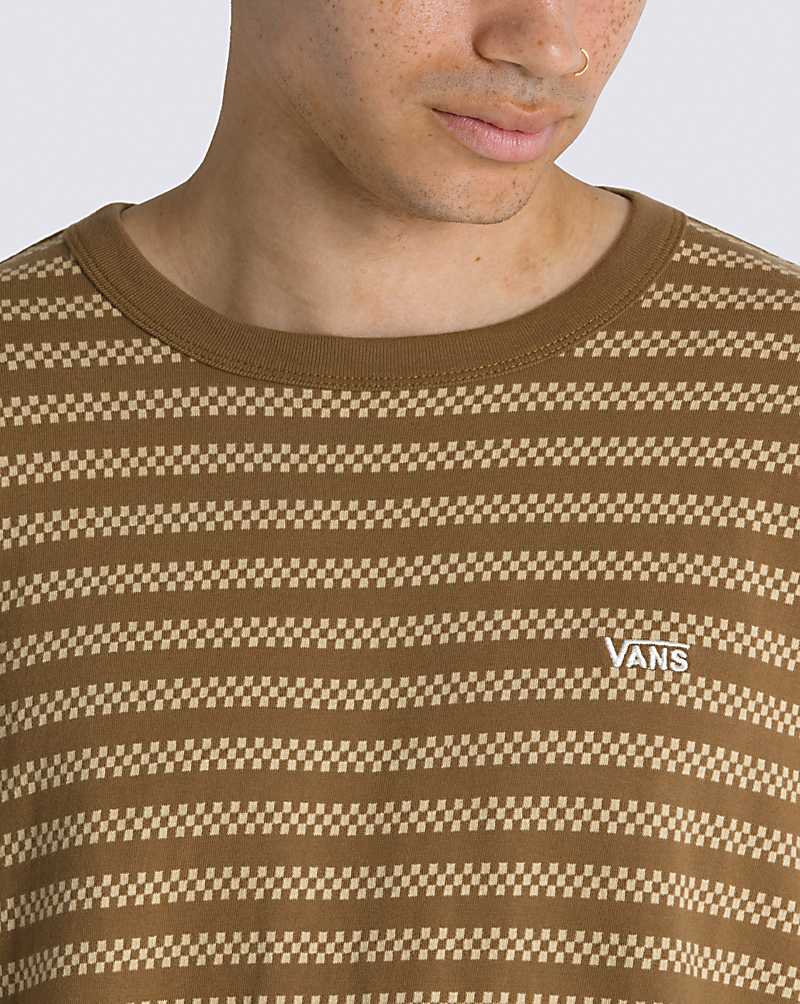 Vans Comfycush Checker Stripe Men Shirts Dark Yellow | RJ1-8386