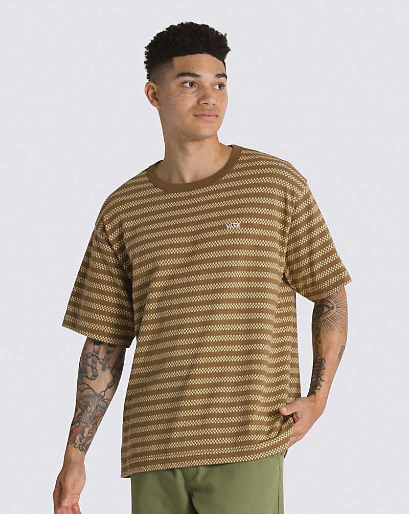 Vans Comfycush Checker Stripe Men Shirts Dark Yellow | RJ1-8386