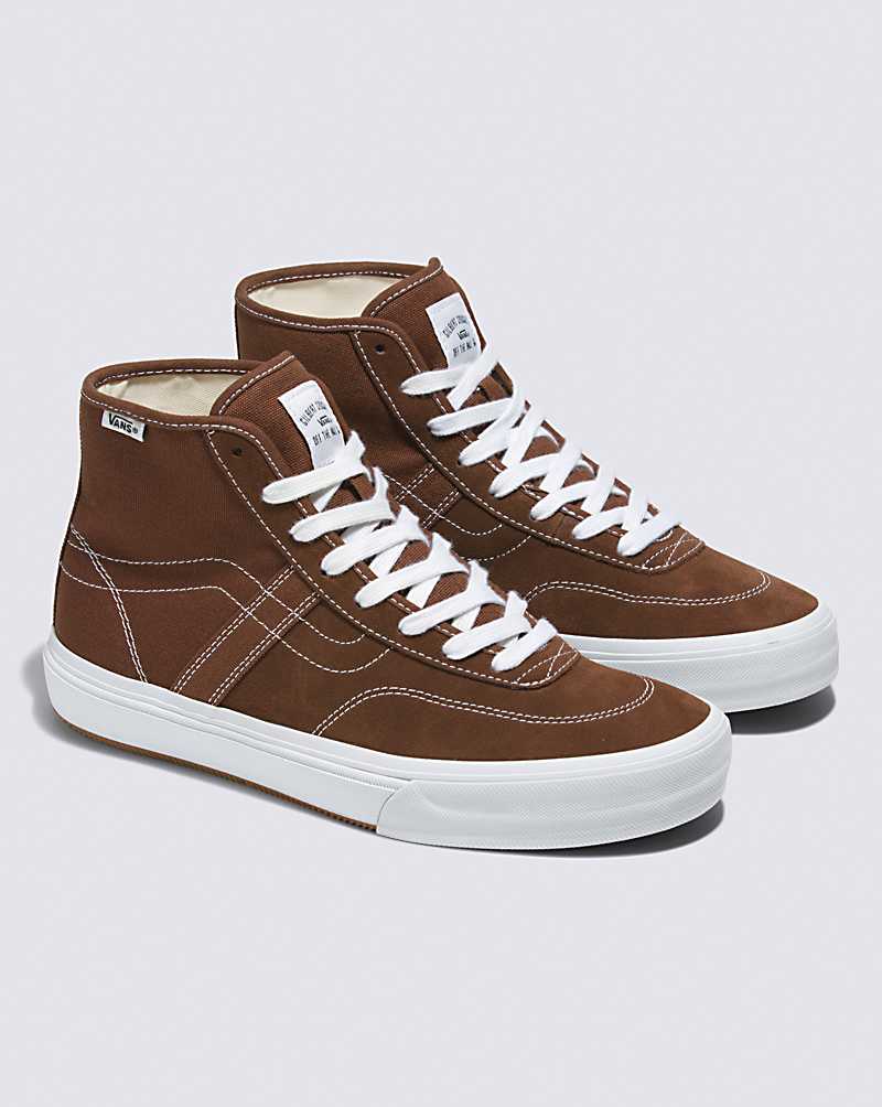 Vans Crockett High Decon Shoe Men High Top Sneakers Brown / White | QA1-0891