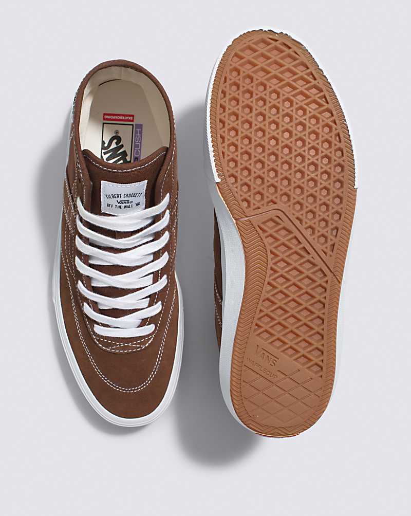 Vans Crockett High Decon Shoe Men High Top Sneakers Brown / White | QA1-0891