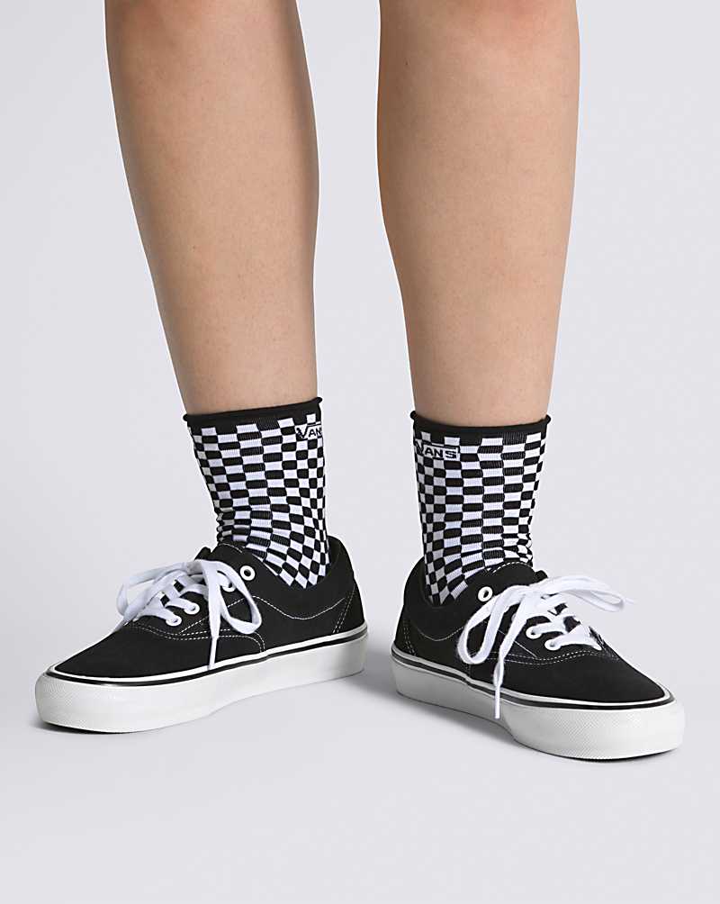 Vans Curl Crew Women Socks Black / White | PF1-4646