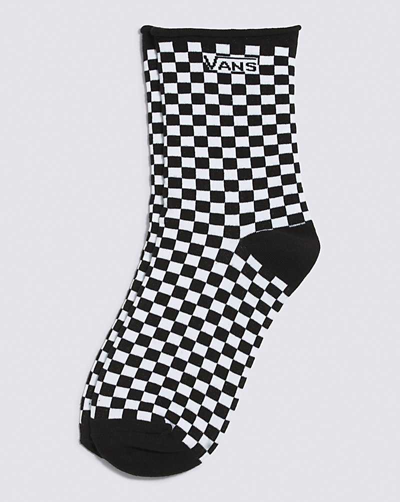 Vans Curl Crew Women Socks Black / White | PF1-4646