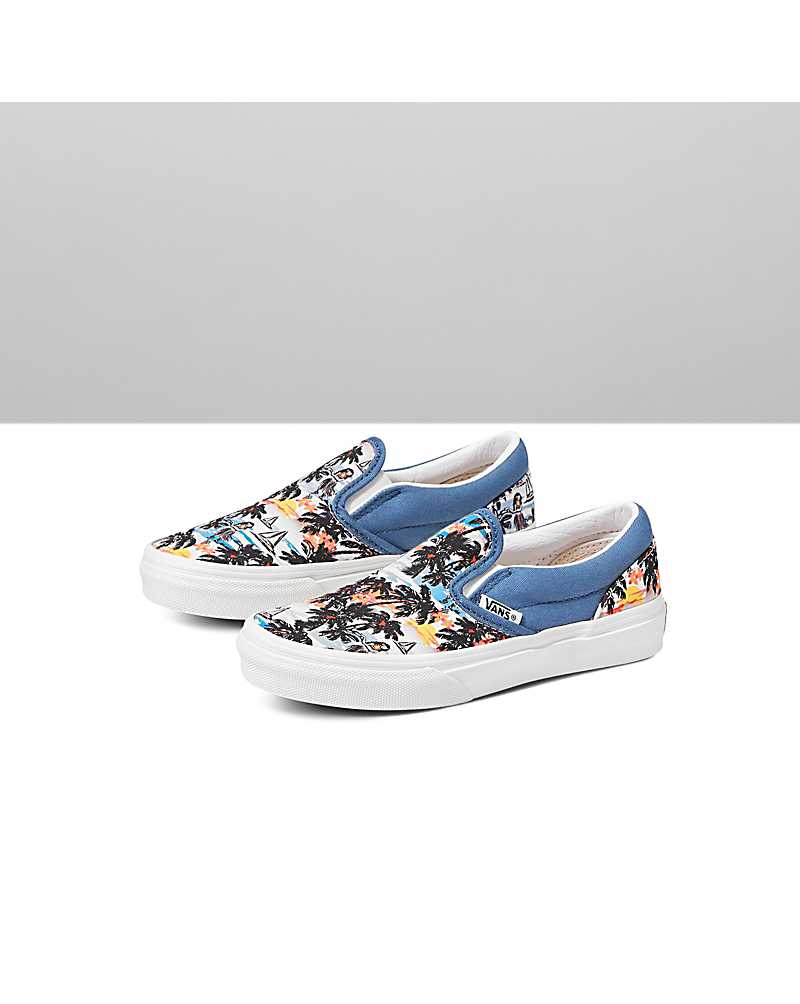 Vans Customs Aloha Slip-On Kids' Slip On Shoes Blue / Multicolor | VO1-3723