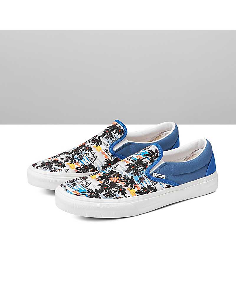 Vans Customs Aloha Slip-On Men Slip On Shoes Blue Multicolor | FG1-7836