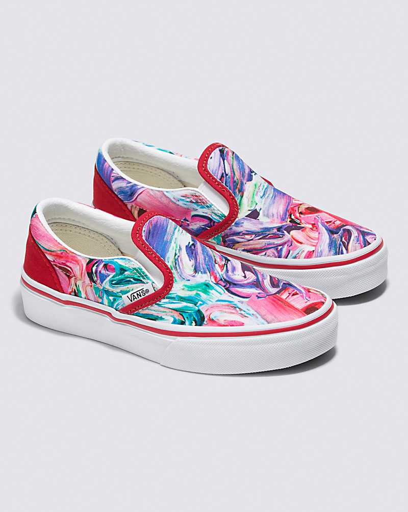 Vans Customs Brush Strokes Slip-On Kids' Slip On Shoes Pink / Multicolor | FV1-6146