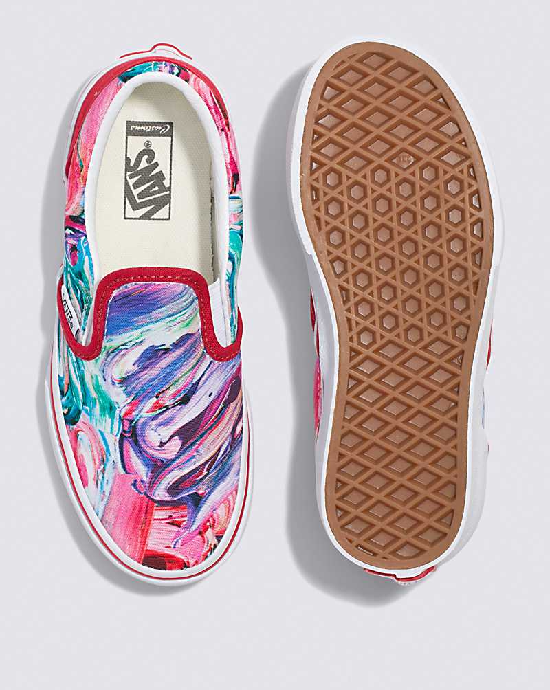 Vans Customs Brush Strokes Slip-On Kids' Slip On Shoes Pink / Multicolor | FV1-6146