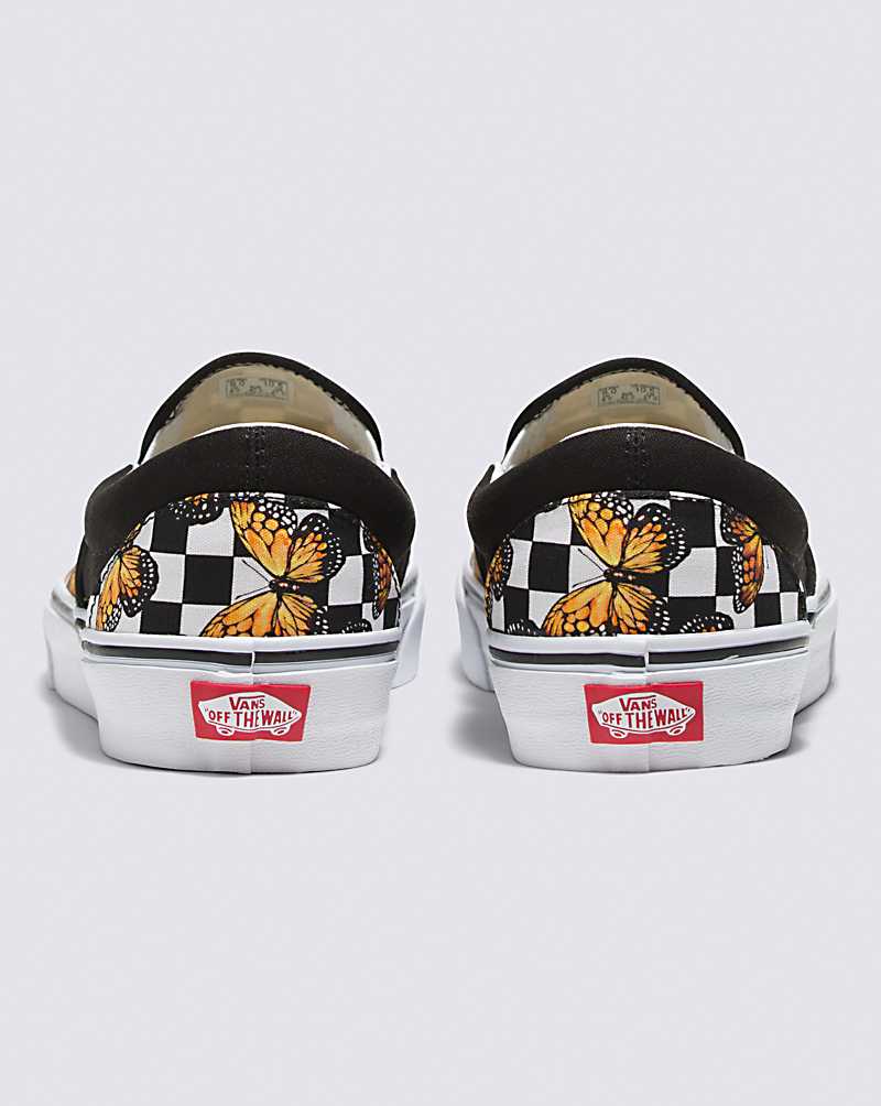 Vans Customs Butterfly Checkerboard Slip-On Men Slip On Shoes Black Multicolor | PC1-4635