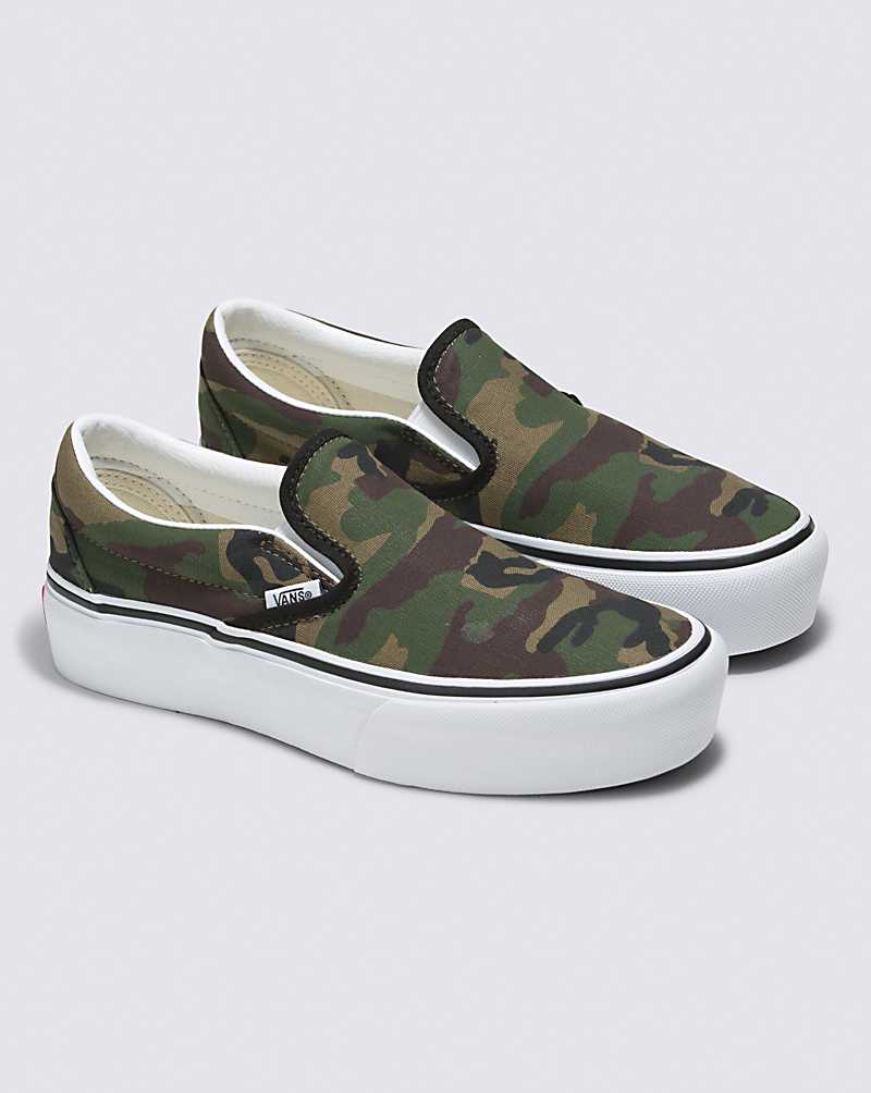 Vans Customs Camo Slip-On Platform Men Platform Shoes Camo | RB1-4927