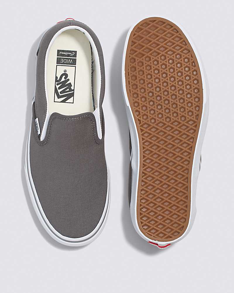 Vans Customs Charcoal Slip-On Wide Men Slip On Shoes Grey | RI1-5029