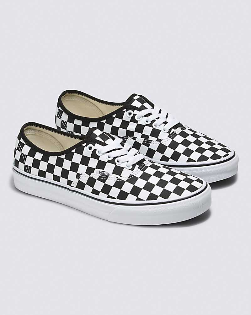 Vans Customs Checkerboard Authentic Wide Women Sneakers White / Black | LH1-4459