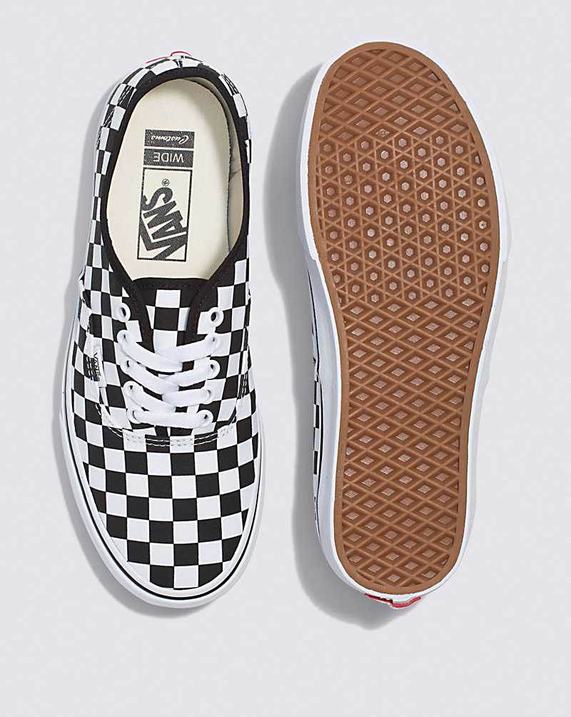 Vans Customs Checkerboard Authentic Wide Women Sneakers White / Black | LH1-4459