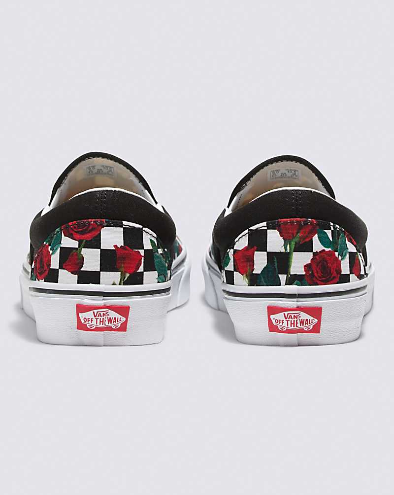 Vans Customs Checkerboard Roses Slip-On Men Slip On Shoes White / Black / Red | NZ1-9260