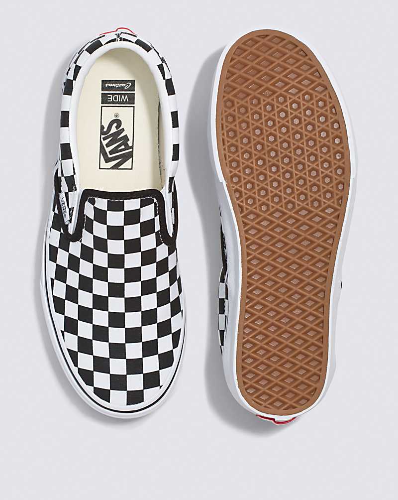 Vans Customs Checkerboard Slip-On Wide Men Slip On Shoes Red / White | DY1-9839