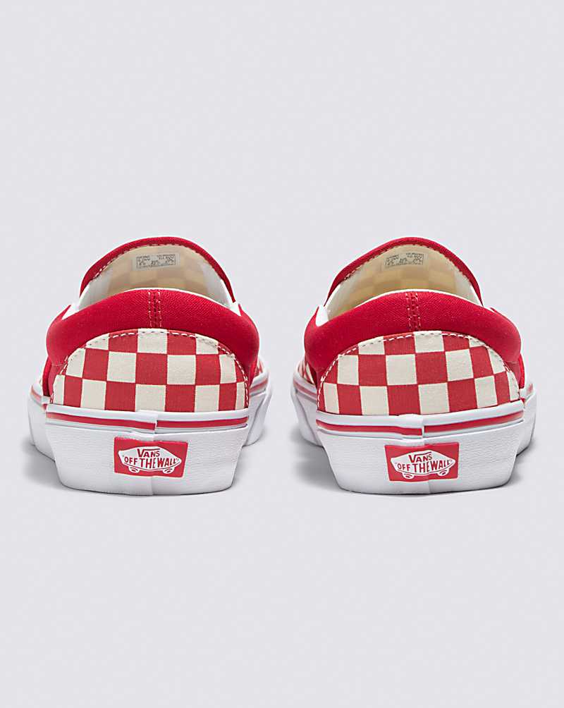 Vans Customs Checkerboard Slip-On Wide Men Slip On Shoes Red / White | DR1-7844