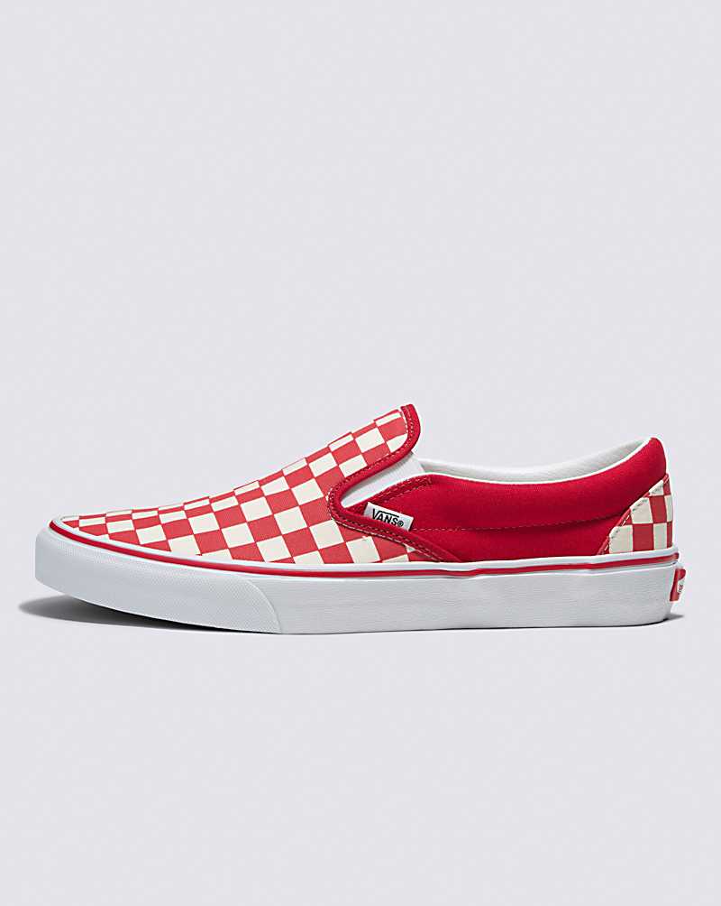 Vans Customs Checkerboard Slip-On Wide Men Slip On Shoes Red / White | DR1-7844