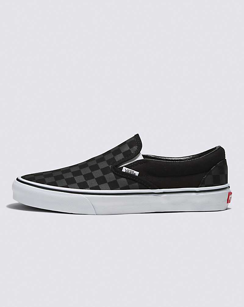 Vans Customs Checkerboard Slip-On Wide Men Slip On Shoes Black | NG1-0287