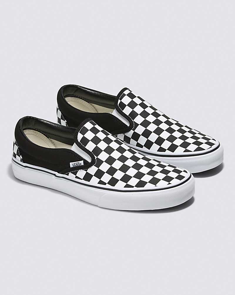 Vans Customs Checkerboard Slip-On Wide Women Slip On Shoes White / Black | ZO1-4601