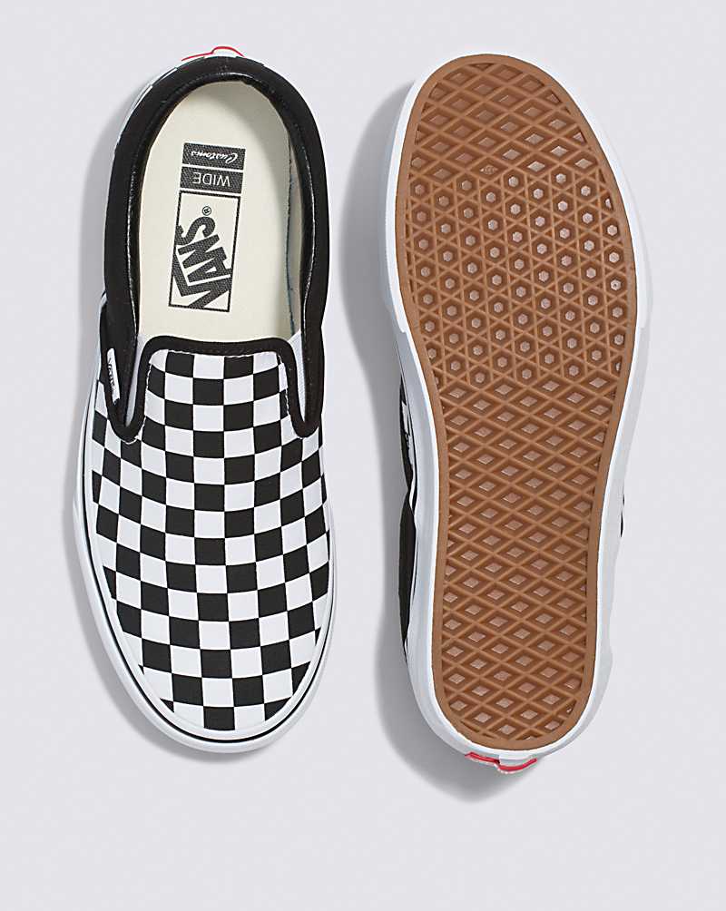 Vans Customs Checkerboard Slip-On Wide Women Slip On Shoes White / Black | ZO1-4601