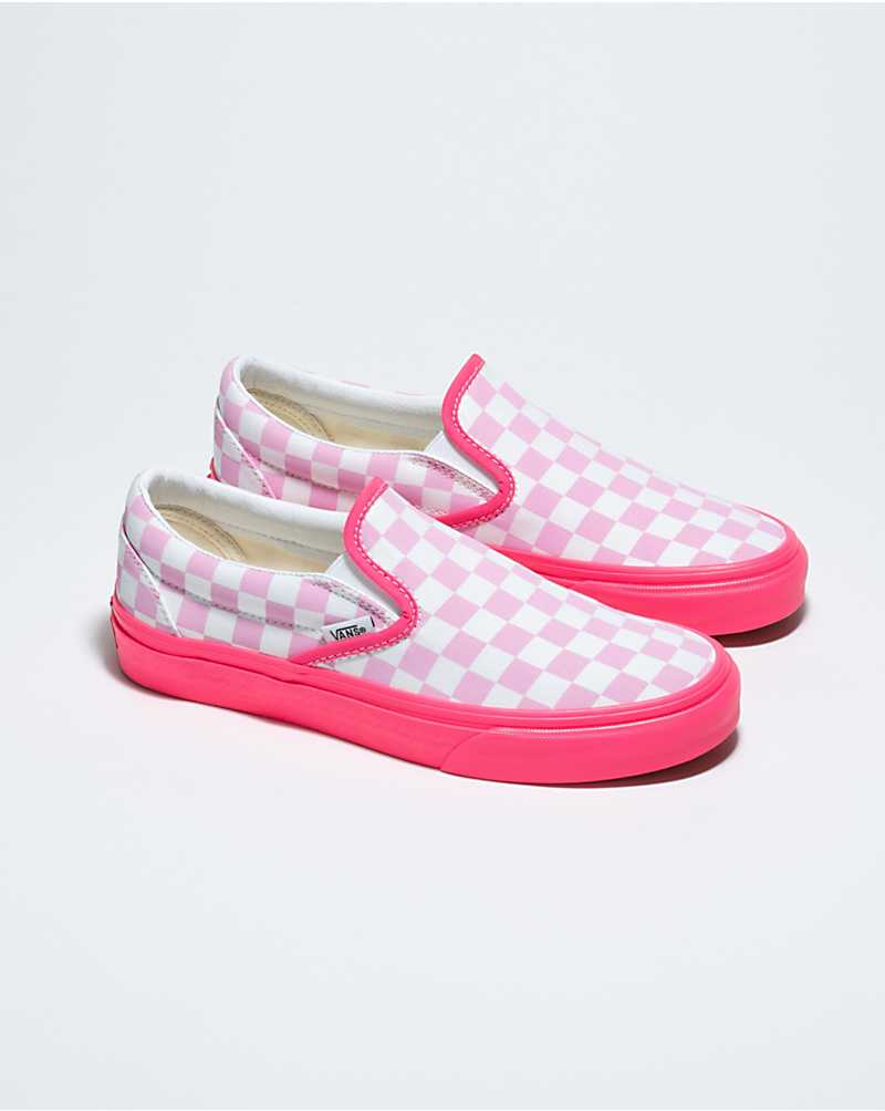 Vans Customs Checkerboard Slip-On Wide Women Slip On Shoes Pink | IS1-0880