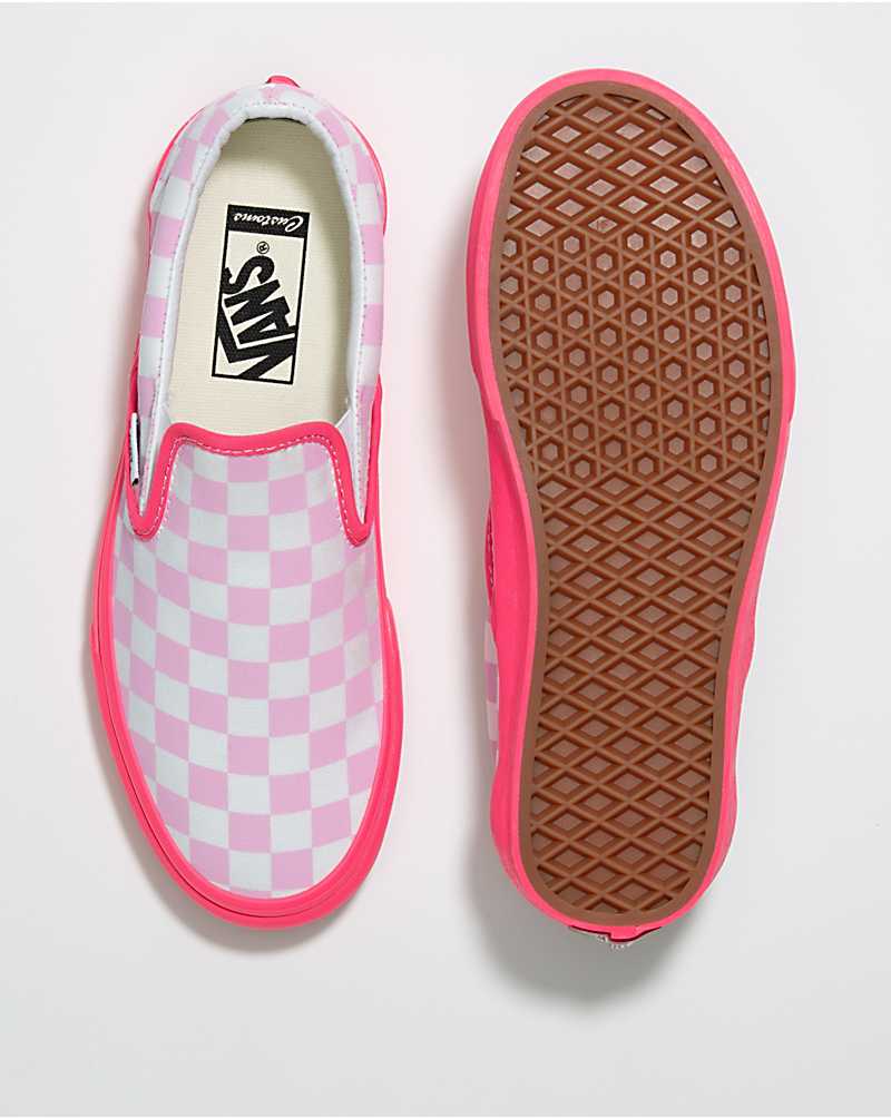 Vans Customs Checkerboard Slip-On Wide Women Slip On Shoes Pink | IS1-0880