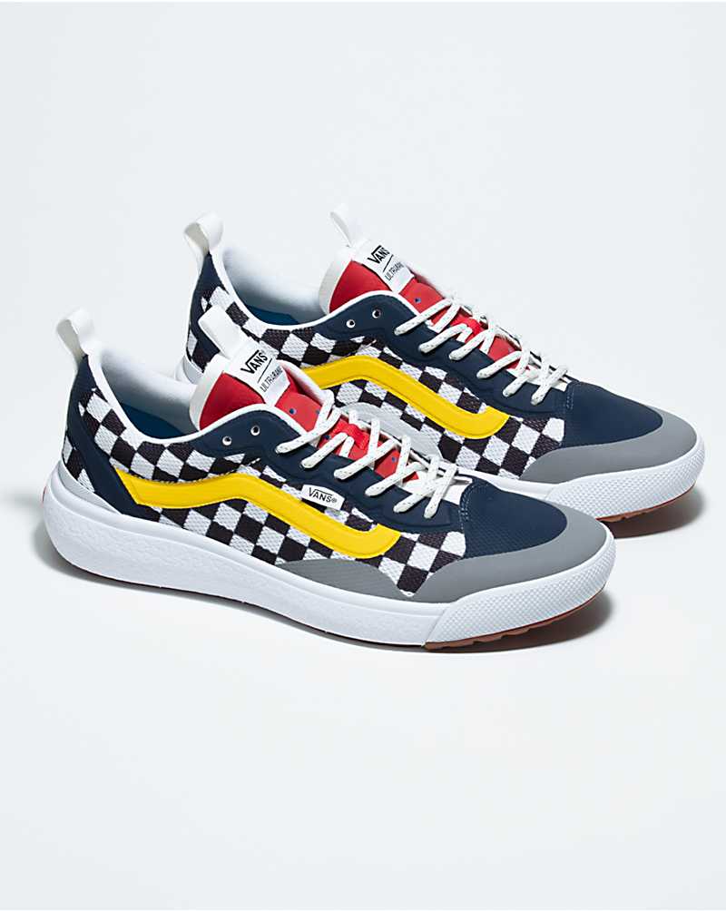 Vans Customs Checkerboard UltraRange EXO Women Casual Shoes White / Navy / Yellow | BM1-2558