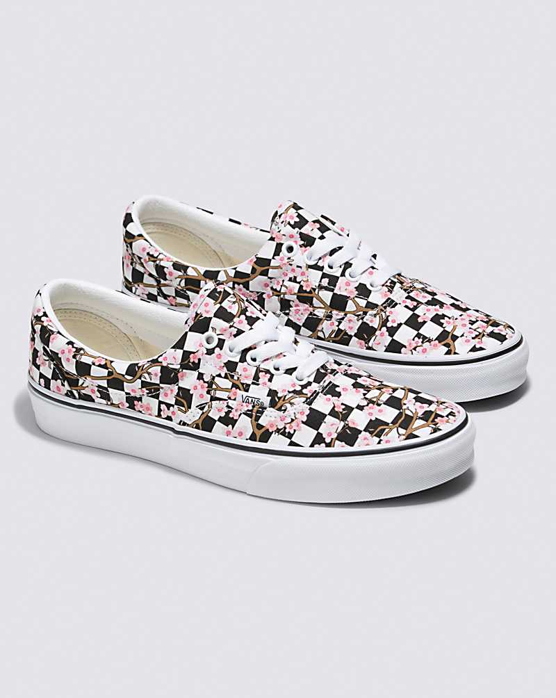 Vans Customs Cherry Blossom Checkerboard Era Women Sneakers White / Black / Pink | ZP1-9446