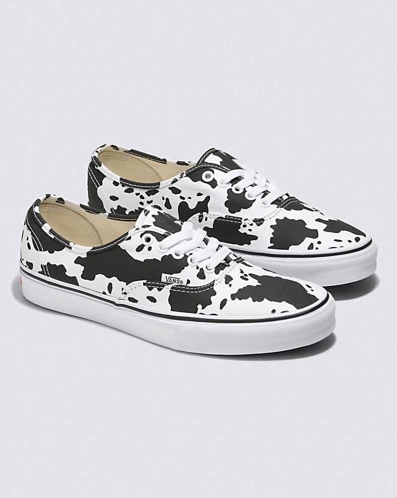 Vans Customs Cow Print Authentic Men Sneakers Black / White | GK1-1127