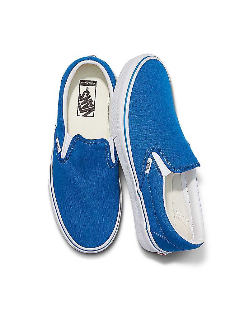 Vans Customs Imperial Blue Slip-On Wide Women Slip On Shoes Blue | OR1-7550