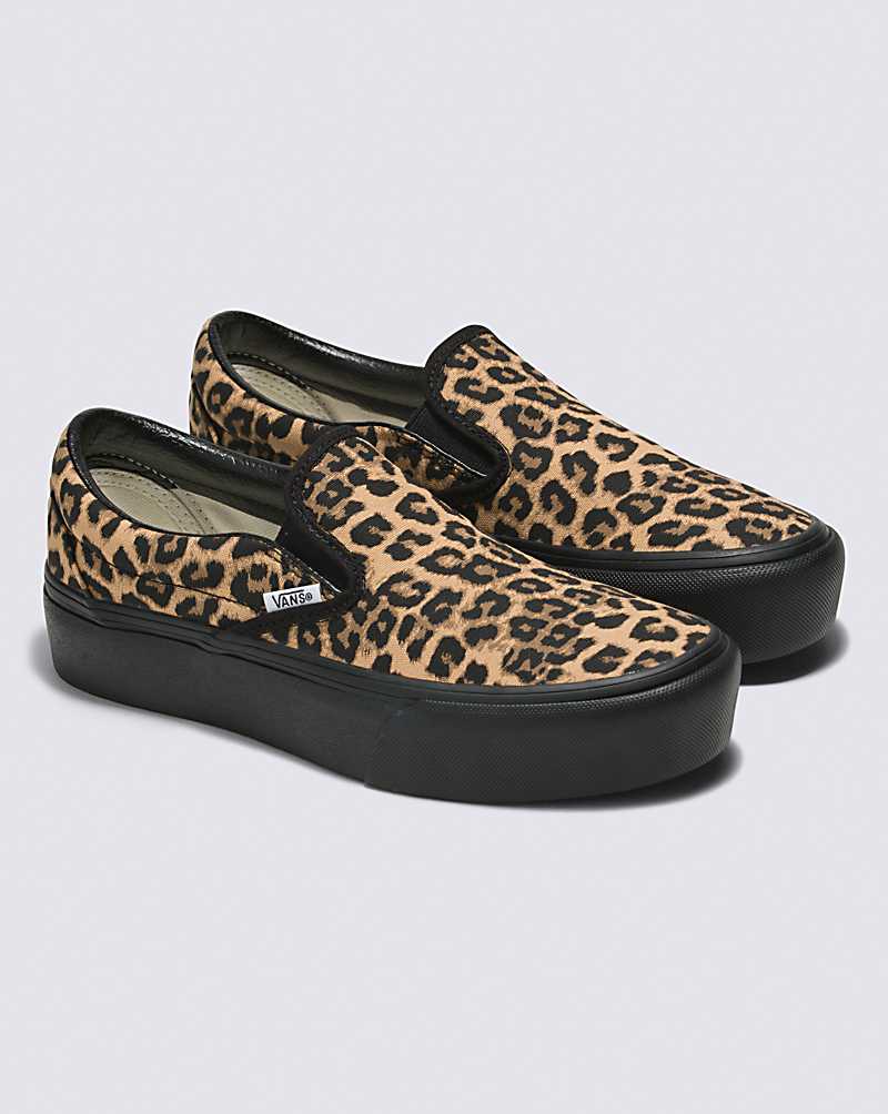 Vans Customs Leopard Slip-on Platform Women Platform Shoes Brown / Black | RP1-1189