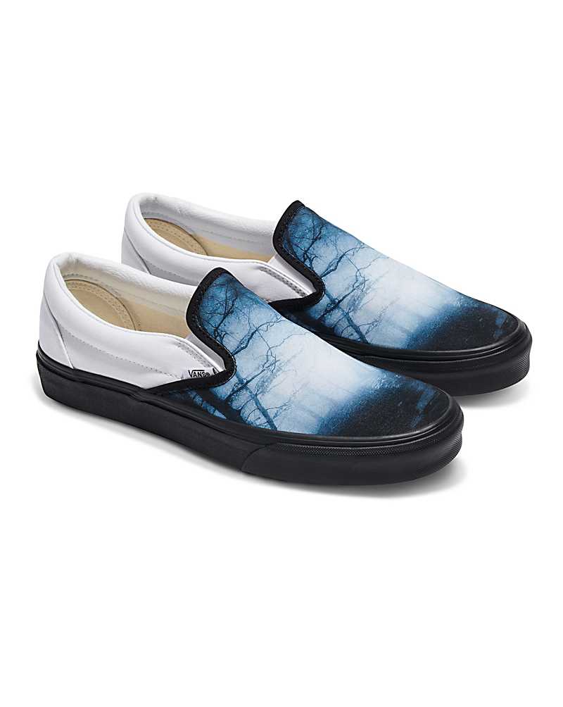 Vans Customs Library Creepy Woods Slip-On Shoe Women Slip On Shoes White / Navy | KE1-0133