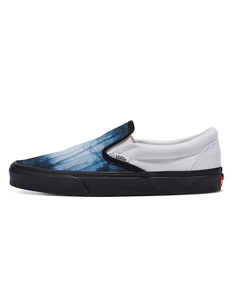 Vans Customs Library Creepy Woods Slip-On Shoe Women Slip On Shoes White / Navy | KE1-0133