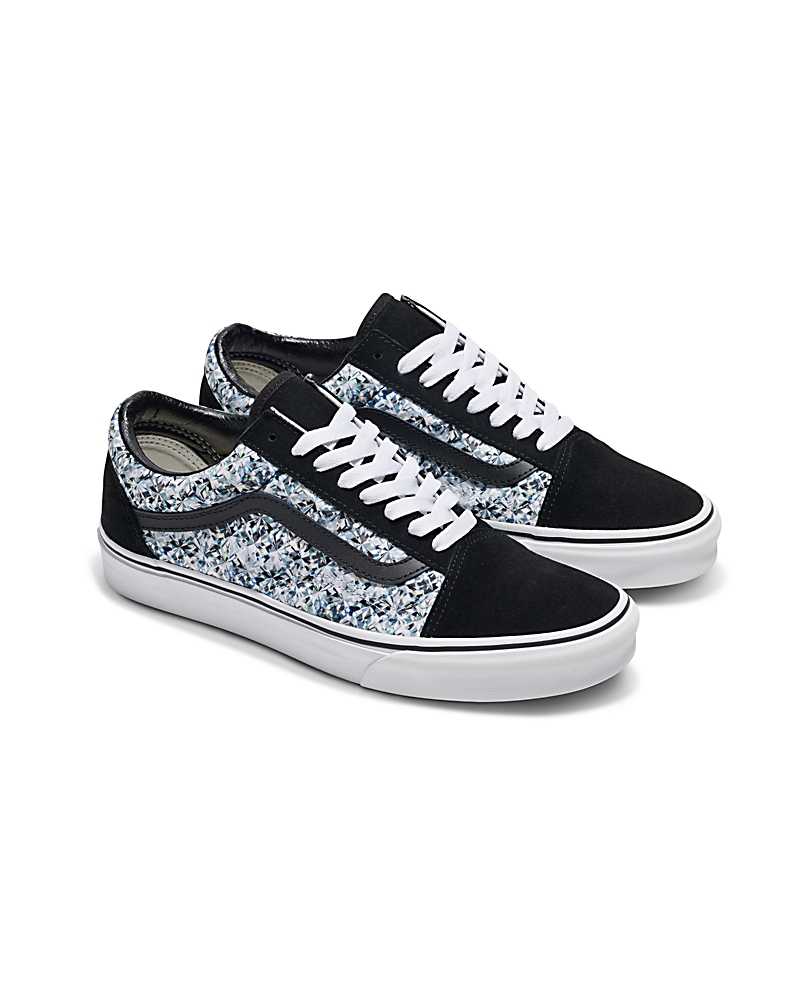 Vans Customs Library Diamond Old Skool Shoe Women Sneakers Black / White | IC1-2760