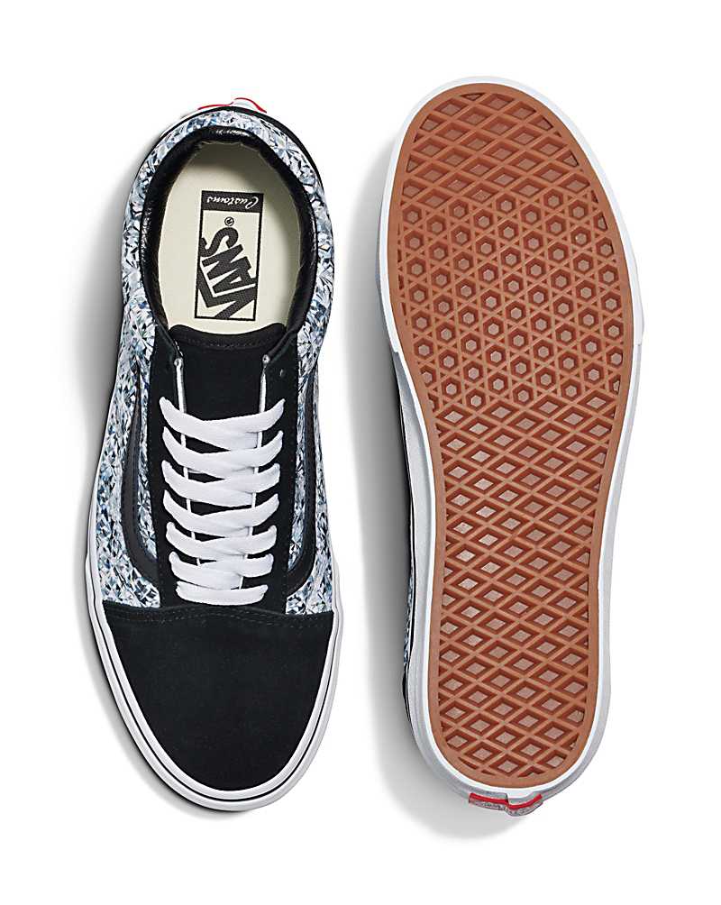 Vans Customs Library Diamond Old Skool Shoe Women Sneakers Black / White | IC1-2760