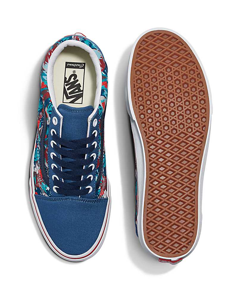 Vans Customs Library Strawberry Field Old Skool Shoe Women Sneakers Blue / Multicolor | BU1-1982