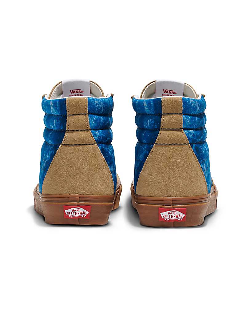 Vans Customs Library Water SK8-Hi Shoe Men High Top Sneakers Brown / Blue | NX1-5575