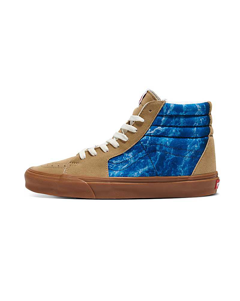 Vans Customs Library Water SK8-Hi Shoe Men High Top Sneakers Brown / Blue | NX1-5575