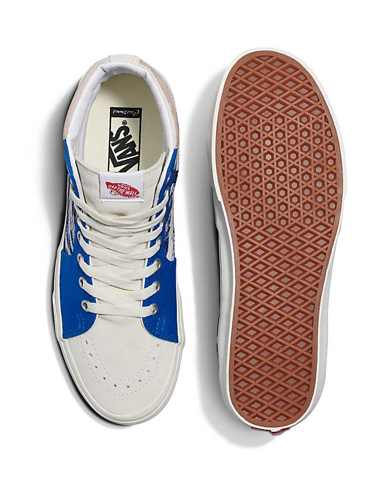 Vans Customs Library Wave SK8-Hi Shoe Men High Top Sneakers White / Blue | CE1-3390