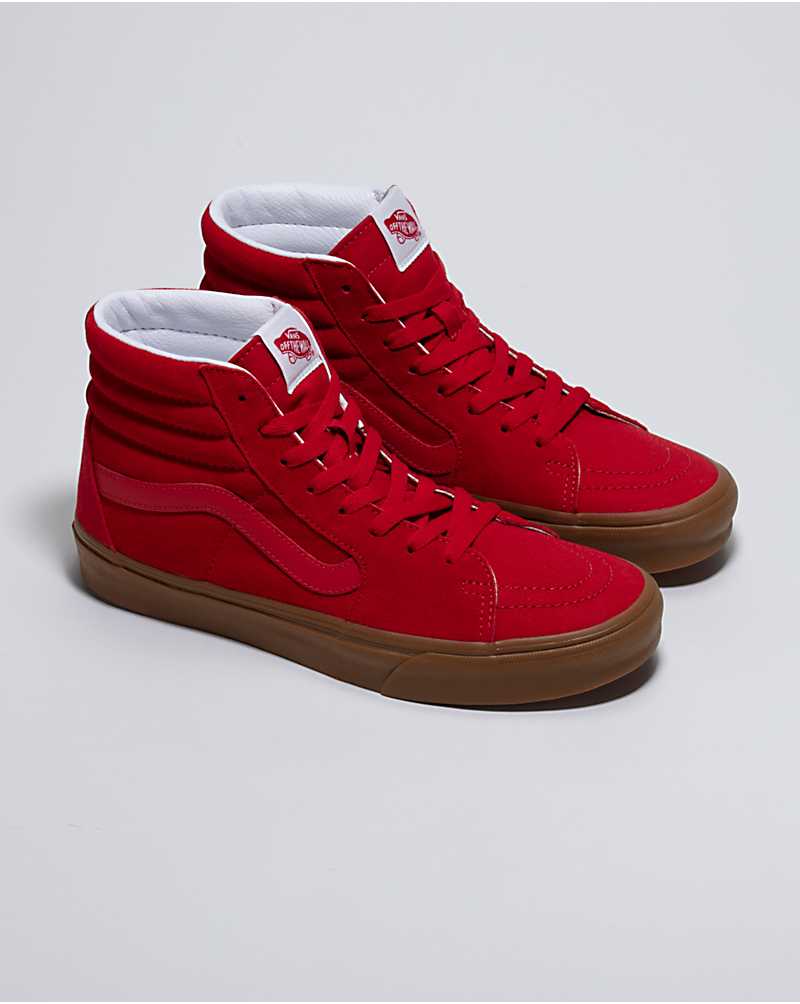 Vans Customs Racing Red Gum Sole SK8-Hi Men High Top Sneakers Red / Brown | PH1-4333