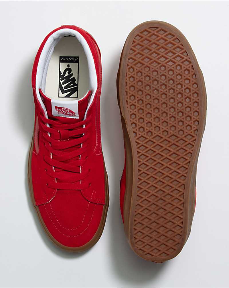 Vans Customs Racing Red Gum Sole SK8-Hi Men High Top Sneakers Red / Brown | PH1-4333