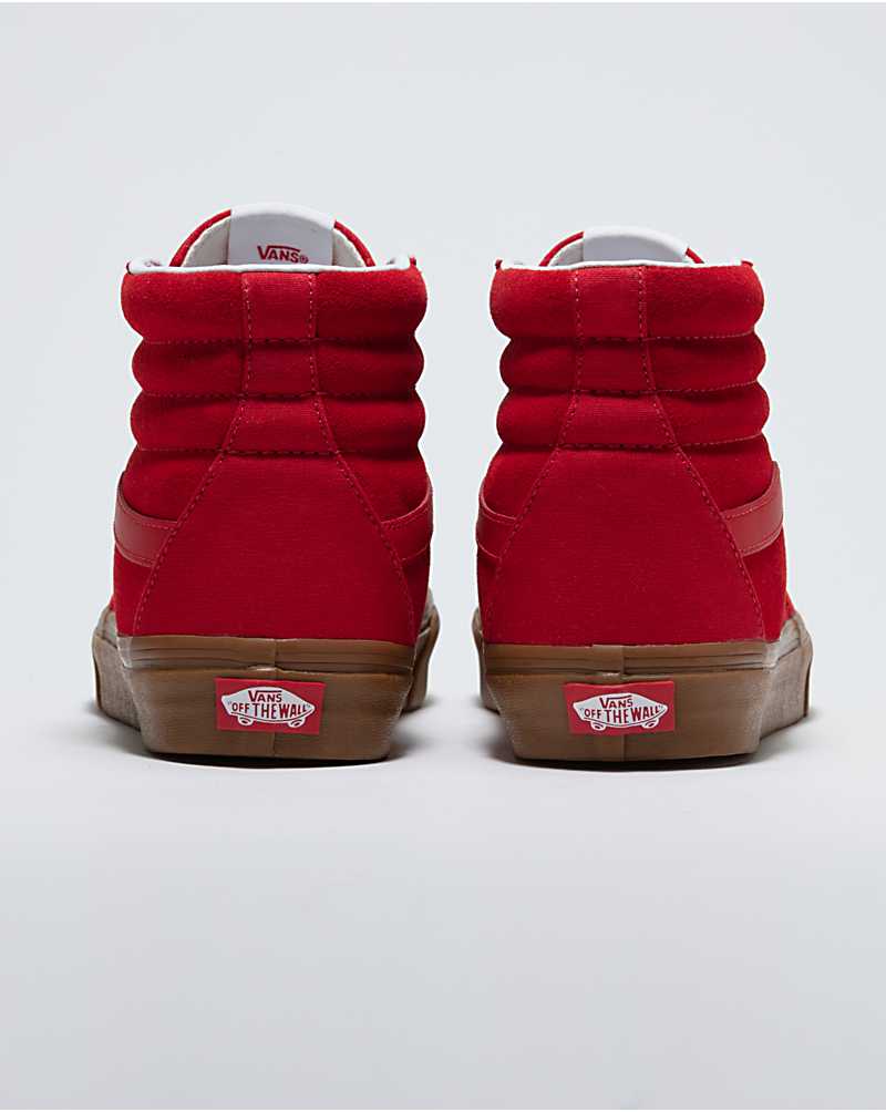 Vans Customs Racing Red Gum Sole SK8-Hi Men High Top Sneakers Red / Brown | PH1-4333