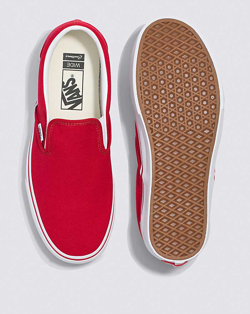 Vans Customs Racing Red Slip-On Wide Men Slip On Shoes Red | DI1-8274