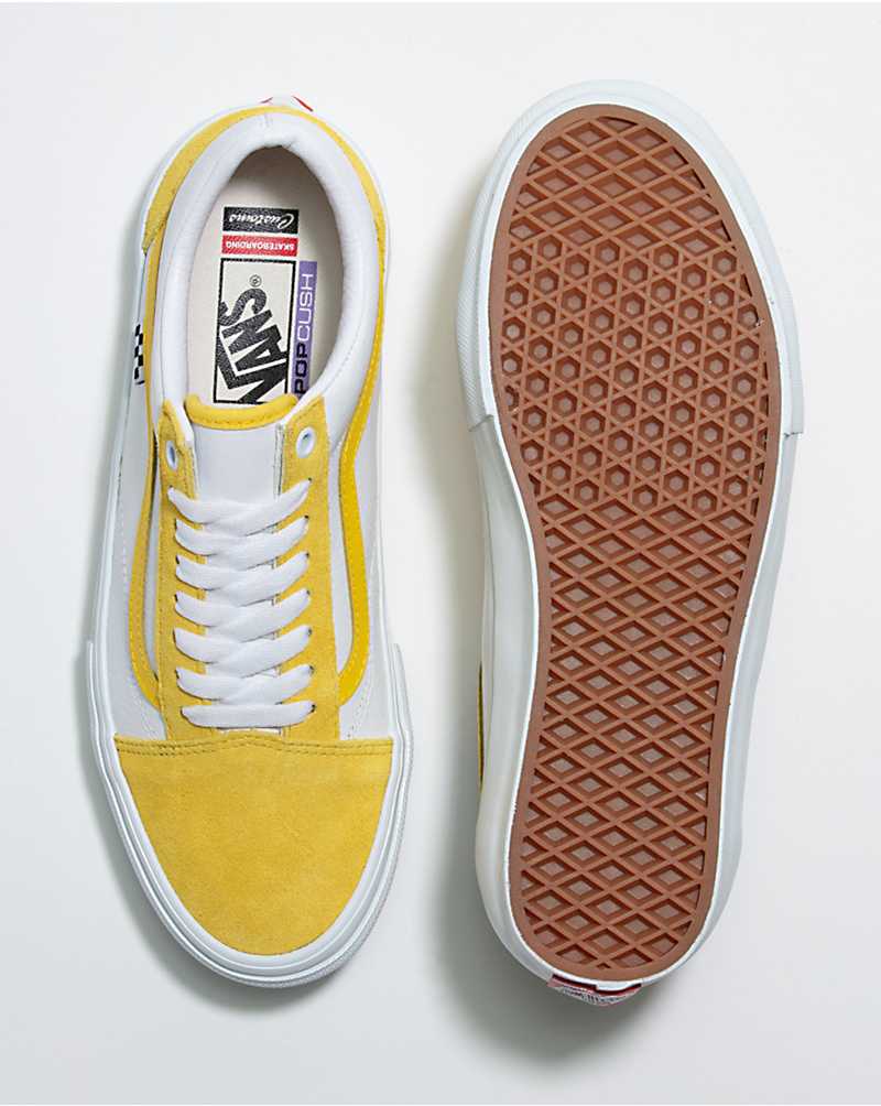 Vans Customs Skate Old Skool Women Skate Shoes White / Yellow | XT1-4341